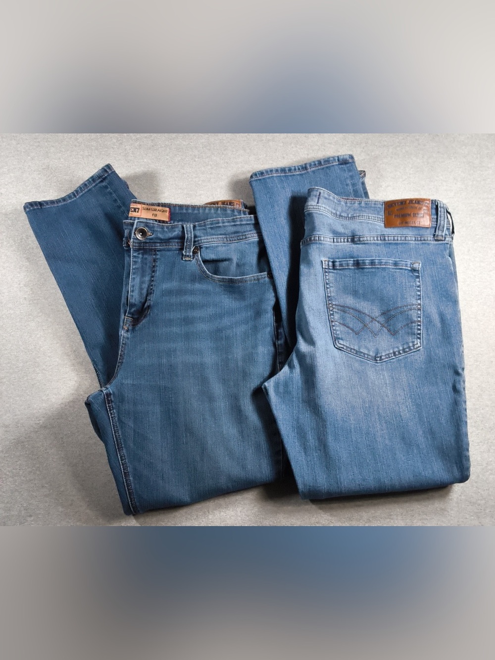 2 Pair lot SEVEN 7 Jean Co. Classic Blue Men’s Jeans - Timeless Casual Fit 38x32